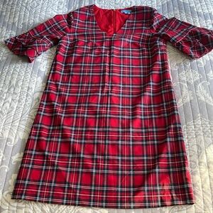 Draper James Angie Check Ruffle Sleeve Shift Dress Red Navy Plaid Size 6